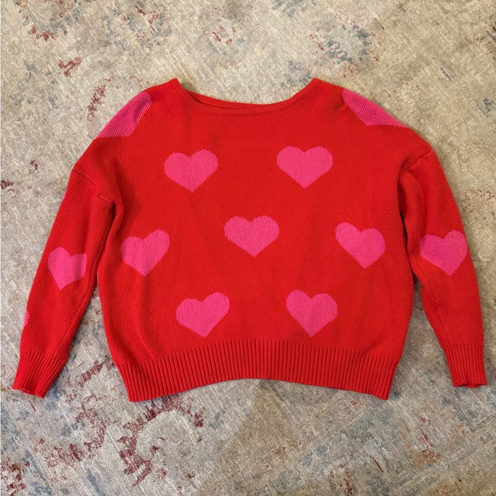 Valentines Red Heart Pattern Sweater